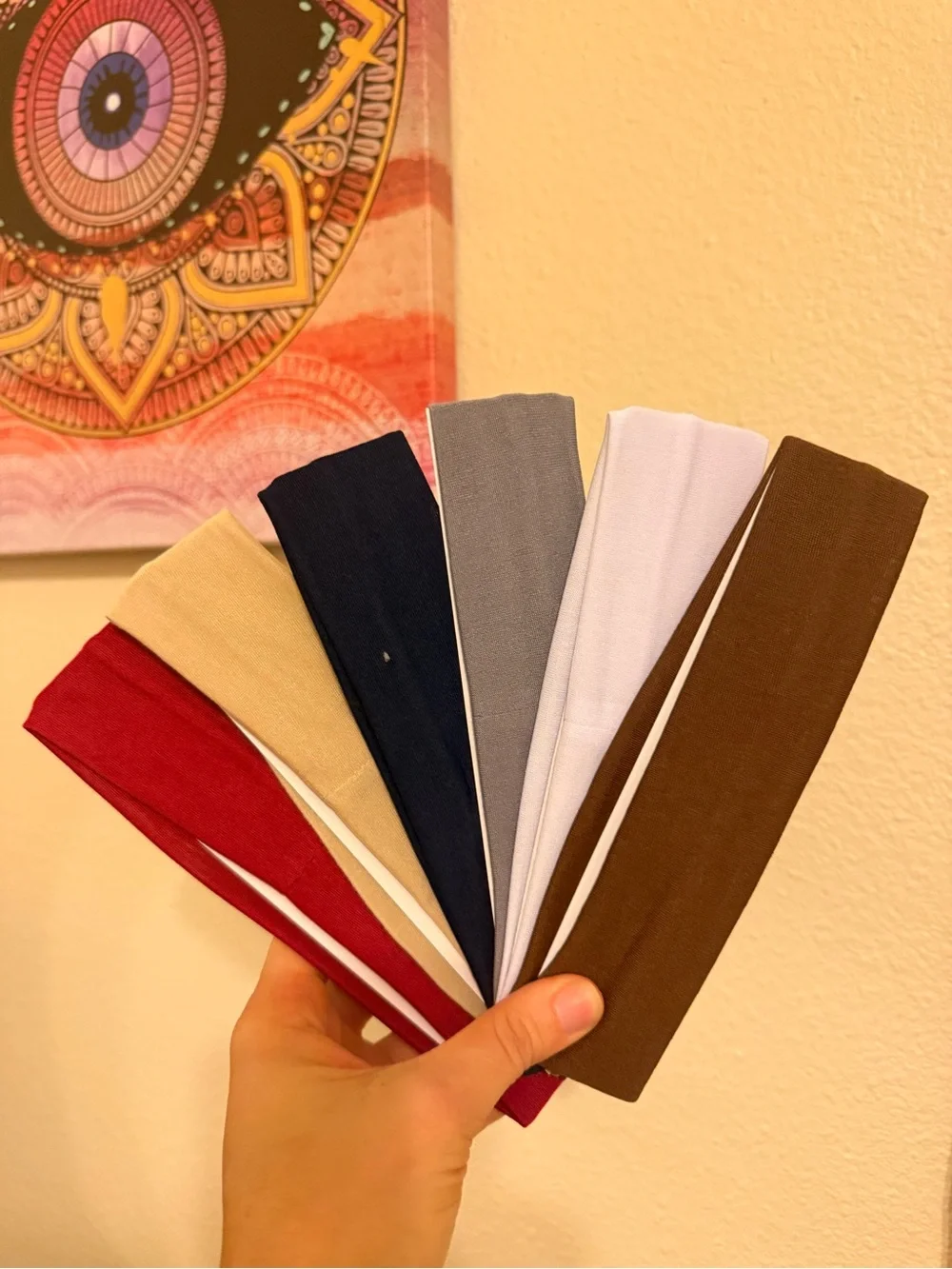 6-Pack Wide Twist Headbands - White, Black, Red, Beige, Navy, Brown, Gray